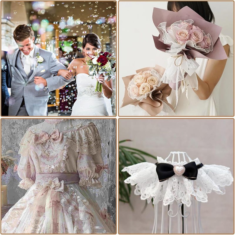 Ymapinc 10 Yards Vintage Cotton Thin Lace Ribbon, 0.4inch Wide White Cotton Crochet Lace Trim Soft Ribbon for Bridal Wedding Bridal Handmade Scrapbook Supplies - Image 4